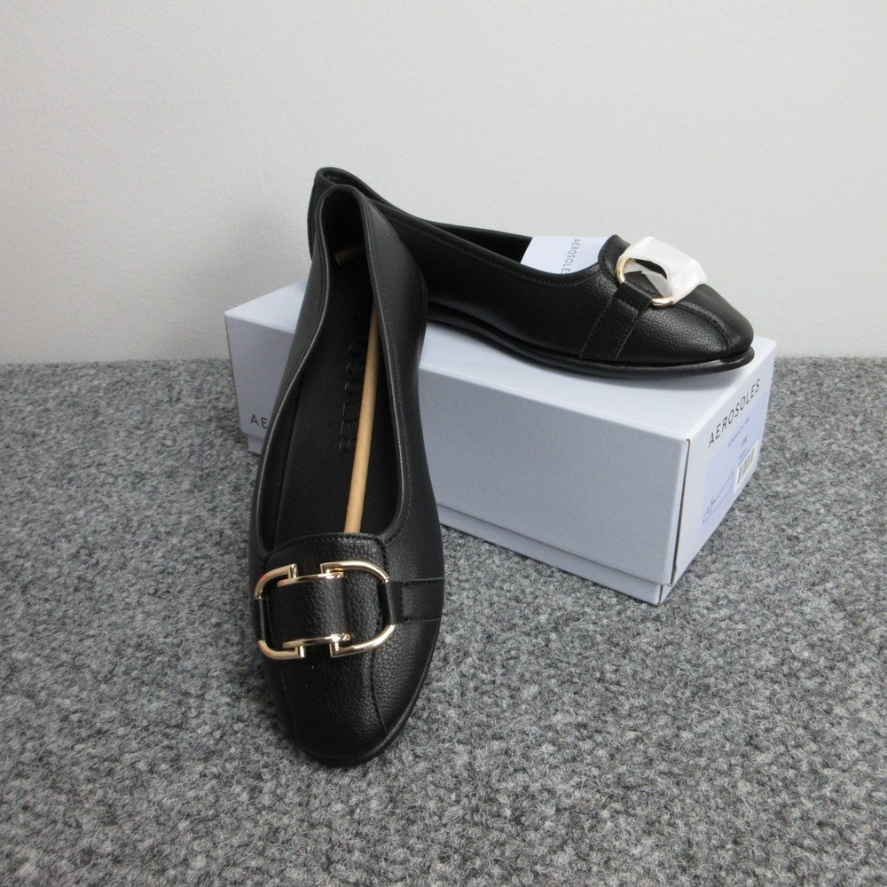 Aerosoles Shoes Womens 10W Black PU Bentley Loafer Flats Buckle Slip On - Picture 1 of 10